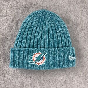 New Era Miami Dolphins Beanie Womens One Size Teal Knit Winter Hat NFL Outerwear